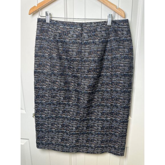 Halogen Womens Textured Pencil Skirt Size 12 Blue/Black Polyester - Picture 2 of 9